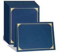12 Pack Certificate Holders with Gold Foil Border Diploma Covers for Letter Size 8.5x11 Certificates, Awards, Graduation, and Document Papers,Cardstock (Navy Blue)