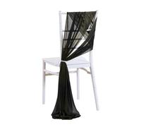 12 Pack Chair Sashes Tulle Gauze Curtains for Weddings Pearl Chiffon Chair Back Decorations Wrinkle Resistant Soft Wedding Chair Covers for Bridal Shower Party Banquet(Black)