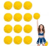 12 Pack Cheerleading pom poms,Cheer pom poms Sports Dance Cheer Plastic Pom Poms Cheerleading for Sports Team Spirit Cheering (Yellow)
