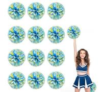 12 Pack Cheerleading pom poms,Cheer pom poms Sports Dance Cheer Plastic Pom Poms Cheerleading for Sports Team Spirit Cheering (Blue+White+Yellow)