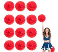 12 Pack Cheerleading pom poms,Cheer pom poms Sports Dance Cheer Plastic Pom Poms Cheerleading for Sports Team Spirit Cheering (red)