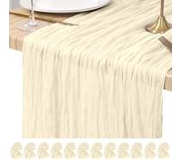 12 Pack Cheesecloth Table Runner Ivory 17.7 x 108 inch Rustic Boho Gauze Fabric Table Runner Romantic Long Cheesecloth Table Runner for Wedding, Festival, Anniversary, Dinner and Outdoor Events