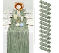 12 Pack Cheesecloth Table Runner Sage Green Table Runner 90 x 300cm Long Semi-Sheer Fabric Cheese Cloth Table Runners Boho or Rustic Wedding Decor for Wedding Bridal Shower Baby Shower Holiday Party