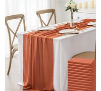 12 Pack Chiffon Table Runner 14x108 Inch Long 9ft Sheer Table Runners for Party Romantic Wedding Bridal Shower Fall Decorations-Rust