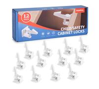 12 Pack Child Safety Cabinet Locks, iStylepak No Drilling Baby Proofing Latches with 3M Adhesive for Drawers & Doors - Easy Installation