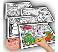 12 PACK - Christmas Colouring Activity Placemats - 12 - Kids A3 Sheets - 4 Fun Festive Designs