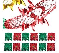12-Pack Christmas Foil Garlands, 9Ft Colorful Christmas Ceiling Decorations, Red Green Christmas Hanging Decorations, Vintage Swirls Ceiling Hanging Foil Garlands for Xmas & New Year Christmas Decor
