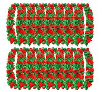12 Pack Christmas Leis Red and Green Flower Necklace,Christmas Garlands Hawaiian Luau Flower Necklaces Xms Hawaiian Leis Bulk for Christmas Party Favors Decorations (12)