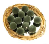 12 pack Christmas ornaments with soft velvet flocking and plastic construction, designed to bring a modern festive touch to tree decorations (6cm Green)