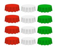12 Pack Christmas Table Cloth Party Plastic Tablecloths,Dark Green,White,Red Table Covers,137x274cm Rectangle Large Plastic Tablecloth Party for Picnic,Baby Shower,Xmas Party,Xmas Table Decorations