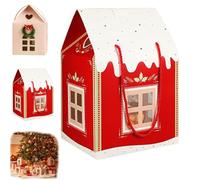 12 Pack Christmas Wonderland Cottage Gift Box, 3D Pop Up Christmas House Gift Boxes Large House Shaped Paper Candy Box for Cookie Candy Packaging, Festive Goodie Bags Decorations (Red*1)