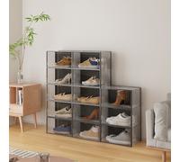 12-Pack Clear Plastic Stackable Shoe Boxes - Transparent, Foldable, Adjustable, Freestanding with Mesh Airflow