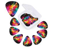 12 Pack color explosion Guitar Picks with Organizer Storage Box, 3 Different Thickness Celluloid Guitar Pick Abstract Art Pics Plectrum for Acoustic Electric Guitar, Ukulele, Bass