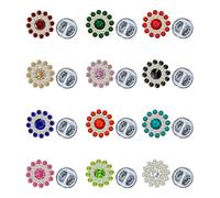 12 Pack Colorful Crystal Sunflower Brooches Pins Set Cute Gold/Silver Two tone Rhinestone Flower Lapel Pin Brooch Badges Funny Jewelry Suit Brooches Accessories for Women