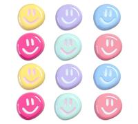 12-Pack Colorful Fridge Magnets with Smiley Faces, Strong Small Magnets for Notes and Photos, Cute Fridge Magnet Board Set for Home and Office Organization