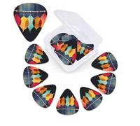 12 Pack Colorful Leaf Print Guitar Picks on a String, with Custom Organizer Storage Box, Guitar Accessories, Ukulele Picks for Acoustic Guitar,