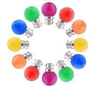 12 Pack Coloured LED Light Bulbs B22 Bayonet, Brightfour Festoon Golf Bulb 1.5W, Mixed Colours Red Green Blue Orange Yellow Pink for Outdoor Indoor String, Christmas, Tree, Fairy Party Night Lights