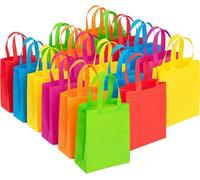 12 Pack Colourful Assorted Reusable Fabric Favour Tote Bags With Handle For Parties, Birthday Giveaways And Snack Bags