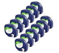 12 Pack Compatible with Dymo Letratag Refills Label Tapes - 12 mm x 4 m, Black Print on White, A91200 A91220 Self-Adhesive Labels for LT-100H, LT-100T, LT-110T, QX50, XR, XM, 2000, 200B