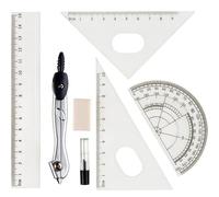 12 Pack - Complete Geometry Set With Compass, Protractor, Triangle Rulers, 15cm Ruler, Eraser, And 0.7mm Pencil Refill - Portable Protective Case For School, College, Office, And Home Use