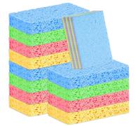 12-Pack Compostable Washing Up Sponge Eco-Friendly Pop-Up Sponges Biodegradable Kitchen Sponge Colourful Natural for Dish Household Cookware Bathroom (4 Vibrant Colours)