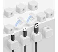 12 Pack Cord Organizer Holder, URAQT Magnetic Desk Cable Clip Management, Srong Adhesive Desk Cable Tidy Hide Phone Charging Cable Keeper, Magnetic Cable Organiser for Home Office Desk, White