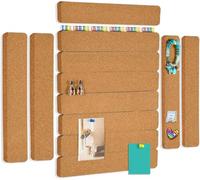 12 Pack Cork Board Strips, Self Adhesive Cork Bulletin Board for Office, Small Felt Pin Boards for Wall Desk Home Classroom Bedrooms Office with 100 Push Pins for Paste Notes, Photos Schedules, Photos