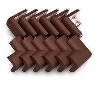 12-Pack Corner Protectors Baby Proof, Furniture Corner and Edge Safety Bumpers, Soft Rubber Foam Cushion Covers, 3M Taped Corner Guards, Baby Child Proofing Pads, Table Corner Protectors, Brown