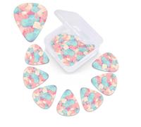 12 Pack Cotton Candy Guitar Picks with Organizer Storage Box, 3 Different Thickness Celluloid Plectrums for Acoustic Guitar, Bass, Ukulele, Includes 0.46mm, 0.71mm, 0.96mm