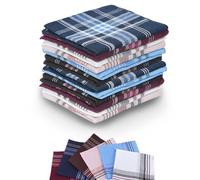 12 Pack Cotton Men's Handkerchiefs,Premium Soft Gents Checkered Hankies Set,Diverse Color Stripe Checkered Pattern Pocket Square Handkerchief,Soft Gents Hankies Set for Grooms,Prom,Celebration,Party