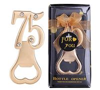 12 Pack Creative Bottle Openers for 75th Birthday Party Favors or 75th Anniversary Party Gifts Black and Gold Themed 75 Birthday Party Favors Souvenirs Decorations for Guests (12, Gold 75)
