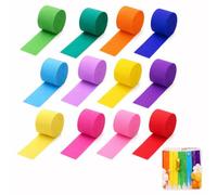 12 Pack Crepe Paper Streamers, 4.5cm x 25m Rainbow Hanging Streamers