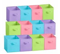 12 Pack Cube Storage Bins, 10.5 Inch Sturdy Fabric Storage Cubes with Handles, 2mm Thick Anti Sagging Collapsible Storage Baskets for Shelves, Closet Organizers and Storage for Classroom & Home,Aura
