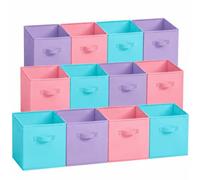 12 Pack Cube Storage Bins, 10.5 Inch Sturdy Fabric Storage Cubes with Handles, 2mm Thick Anti Sagging Collapsible Storage Baskets for Shelves, Closet Organizers and Storage for Classroom & Home,Muse