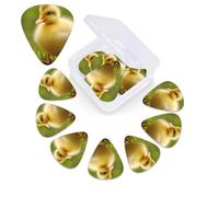 12 Pack cute baby ducks Guitar Picks with Organizer Storage Box, 3 Different Thickness Celluloid Plectrums for Acoustic Guitar, Bass, Ukulele, Includes 0.46mm, 0.71mm, 0.96mm