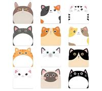 12 Pack Cute Cat Sticky Notes Set - Kawaii Animal Stationery Gifts - Fun Sticky Notes for Page Markers, School Revision, Office Memo Pads & Cat Themed Party Bag Fillers