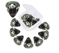 12 Pack Cute Panda Guitar Picks with Organizer Storage Box, 3 Different Thickness Celluloid Guitar Pick Abstract Art Pics Plectrum for Acoustic Electric Guitar, Ukulele, Bass