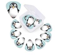12 Pack Cute Penguin Guitar Picks with Organizer Storage Box, 3 Different Thickness Celluloid Plectrums for Acoustic Guitar, Bass, Ukulele, Includes 0.46mm, 0.71mm, 0.96mm