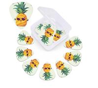 12 Pack Cute pineapple Guitar Picks with Organizer Storage Box, 3 Different Thickness Celluloid Guitar Pick Abstract Art Pics Plectrum for Acoustic Electric Guitar, Ukulele, Bass