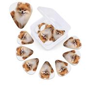 12 Pack Cute pomeranian Guitar Picks with Organizer Storage Box, 3 Different Thickness Celluloid Plectrums for Acoustic Guitar, Bass, Ukulele, Includes 0.46mm, 0.71mm, 0.96mm