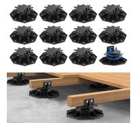 12 Pack Decking Pedestal, 30-60mm Height Adjustable Plastic Deck Raising Support Base, Flooring Joist Supports for Wood, Aluminium, WPC and DIY Projects, Floor Lift Baset Support