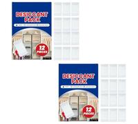 12-Pack Desiccant - Compact moisture absorbers for storage, travel, and the car, protecting wardrobes, shoes, and documents from moisture. Easy to use.