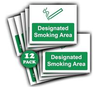 12-Pack Designated Smoking Area Sticker sign - Waterproof Vinyl Sticker labels 90mm x 110mm