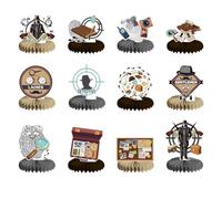 12 Pack Detective Honeycomb Centerpieces Mystery Detective Centerpiece Table Decorations Detective Table Toppers for Detective Party Decorations Detective Party Supplies