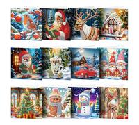 12 Pack Diamond Art Christmas Card Kits - 5D DI-Y diamond pain-ting Christmas Thanksgiving Greeting Cards Kits For Family Friends, Crystal Art Chris-tmas Card Ki-ts Holiday Craft