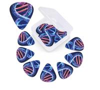 12 Pack DNA Genetic Helix Guitar Picks with Organizer Storage Box, 3 Different Thickness Celluloid Guitar Pick Abstract Art Pics Plectrum for Acoustic Electric Guitar, Ukulele, Bass