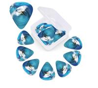 12 Pack Dolphin with a Smile Guitar Picks with Organizer Storage Box, 3 Different Thickness Celluloid Guitar Pick Abstract Art Pics Plectrum for Acoustic Electric Guitar, Ukulele, Bass