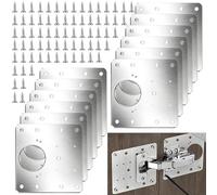 12 Pack Door Strike Plate Reinforcement 90mm Heavy Duty Stainless Steel Hinge Repair Plate with 72 Screws, Cabinet Repair Bracket for Stripped Screw Holes, Door Latch Fixing Plate