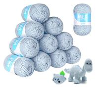 12 Pack Double Knitting Yarn, ilauke Acrylic Crochet Yarn for Knitting, 50g Double Knit Acrylic Wool Super Soft Crochet Yarn for Small Projects Handcrafts, 600g,1200M (Gray-Blue)
