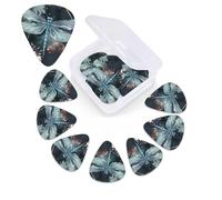 12 Pack Dragonfly Flower Print Guitar Picks with Organizer Storage Box Guitar Accessories Ukulele for Acoustic Guitar Bass Gift of the Day